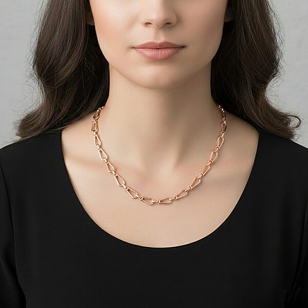 Interlocking Chain Necklace In ION Plated RG Stainless Steel 20 Inches