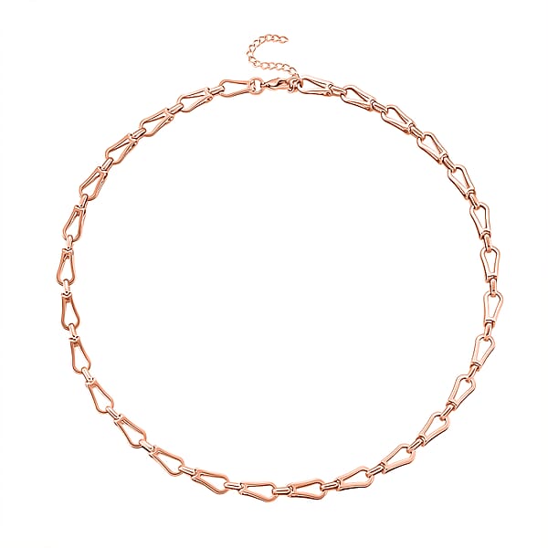 Interlocking Chain Necklace In ION Plated RG Stainless Steel 20 Inches