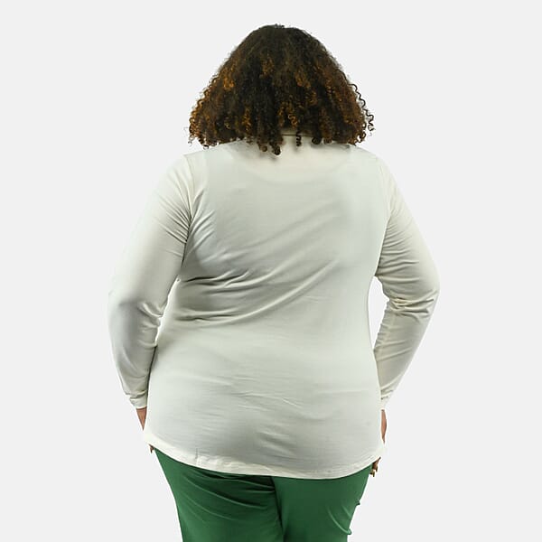 Isaac Mizrahi Ivory Split-Neck Collared Top - 2X