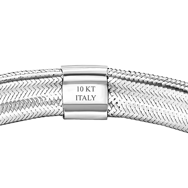 Italian 10K White Gold Domed Stretch Bracelet (7.0-8.0 Inches) ( 8mm 2.25 Grams)