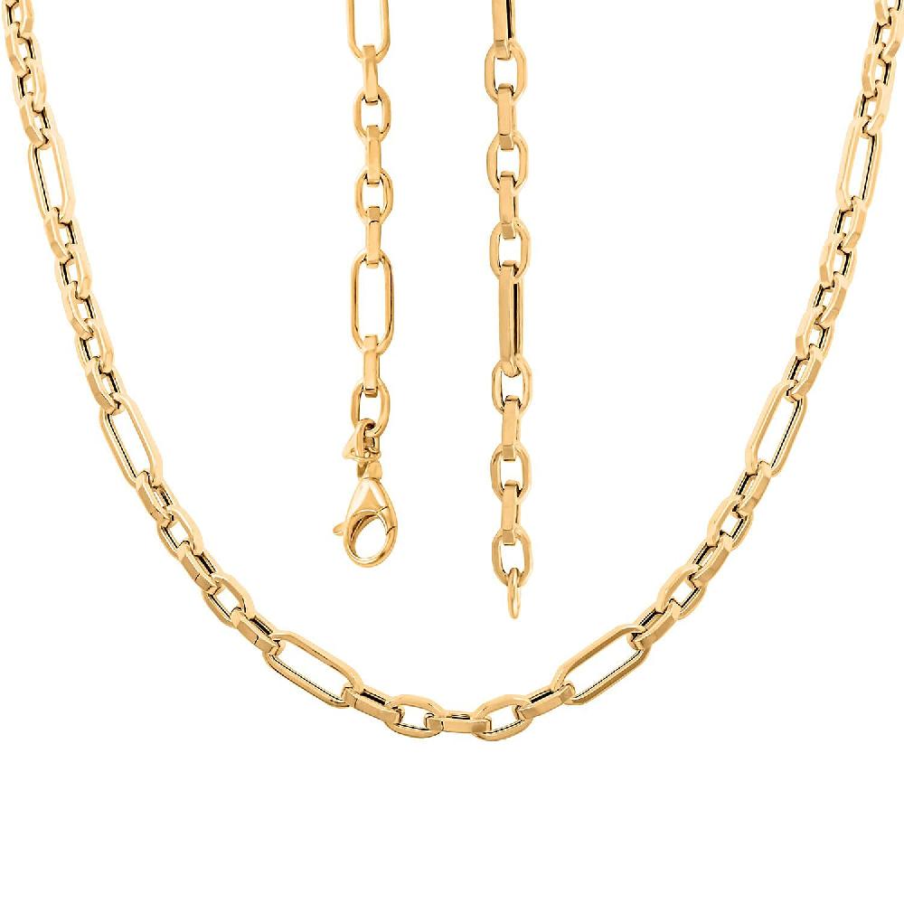 Italian 10K Yellow Gold 5.1mm Alternata Box Chain Necklace 18 Inches 5.5 Grams