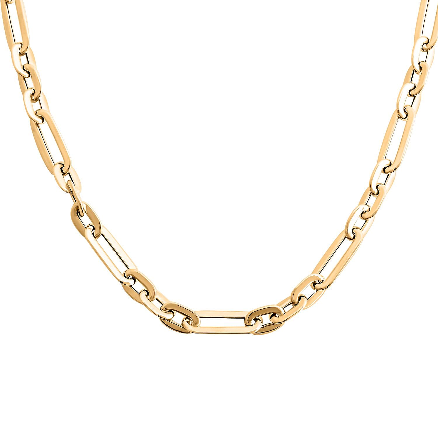 Italian 10K Yellow Gold Alternate Paper Clip Chain Necklace 18 Inches 3.79 Grams