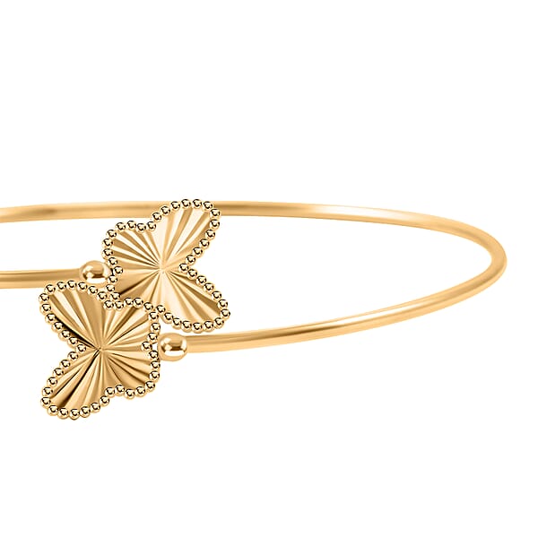 Italian 10K Yellow Gold Bypass Butterfly Flex Bangle Bracelet (7.0 In) (2.9 G)