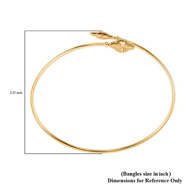 Italian 10K Yellow Gold Bypass Clover Flex Bangle Bracelet (7.0 In) (3 G)