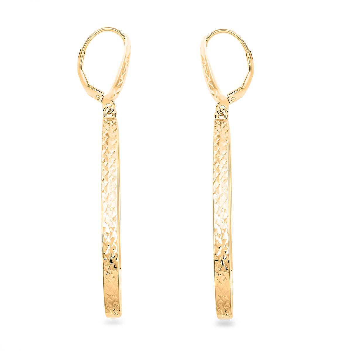 Italian 10K Yellow Gold Drop Hoop Earrings 2.60 Grams