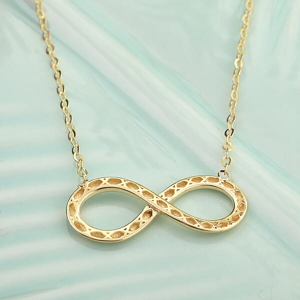 Italian 10K Yellow Gold Infinity Necklace 18-20 Inches 1.15 Grams
