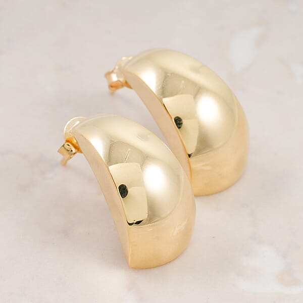 Italian 10K Yellow Gold Mirror Shield Earrings (2.47 G)