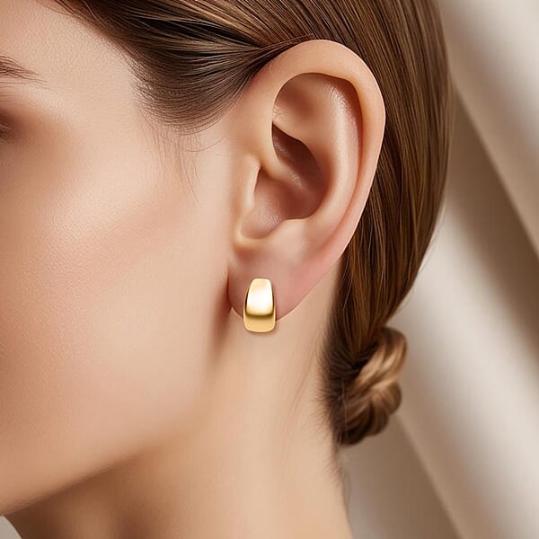 Italian 10K Yellow Gold Mirror Shield Earrings (2.47 G)