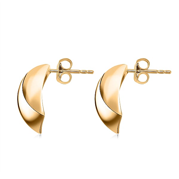 Italian 10K Yellow Gold Mirror Shield Earrings (2.47 G)
