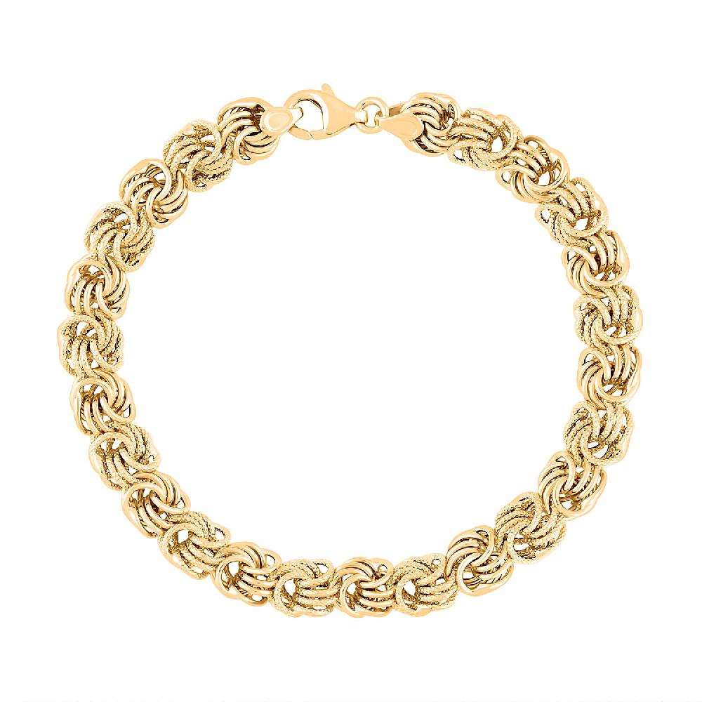 Italian 10K Yellow Gold Rosetta Link Bracelet (7.50 In) 4.44 Grams