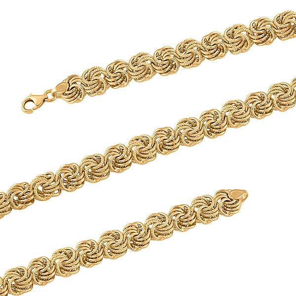 Italian 10K Yellow Gold Rosetta Link Necklace (18 Inches) (7.90 G)