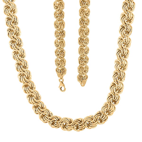 Italian 10K Yellow Gold Rosetta Link Necklace (18 Inches) (7.90 G)