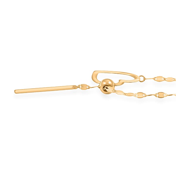 Italian 10K Yellow Gold Slider Heart Necklace 28 Inches 1.2 Grams