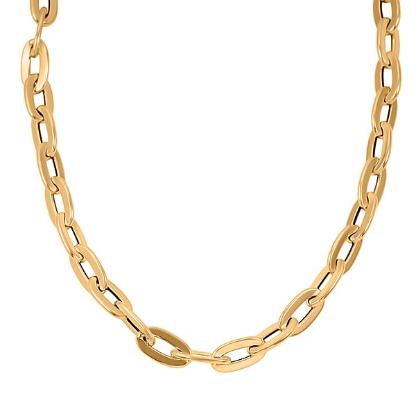 Italian 10K Yellow Gold Specchio Oval Rolo Necklace 18-20 Inches 10.3 Grams