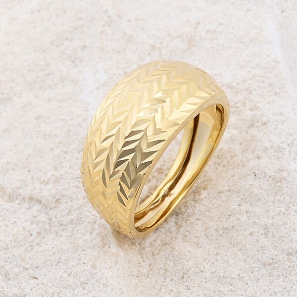 Italian 10K Yellow Gold Tapered Diamond-Cut Ring 1.50 Grams