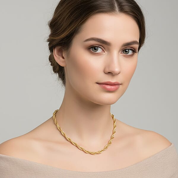 Italian 10K Yellow Gold Torchon Godronata Necklace 18-20 Inches 7.6 Grams