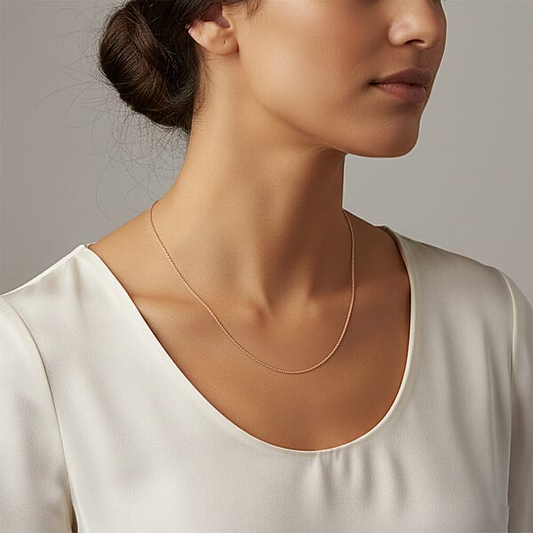 Italian 14K RG Over Sterling Silver Diamond-cut Rock Chain Necklace (20 Inches) (2.36 Grams)