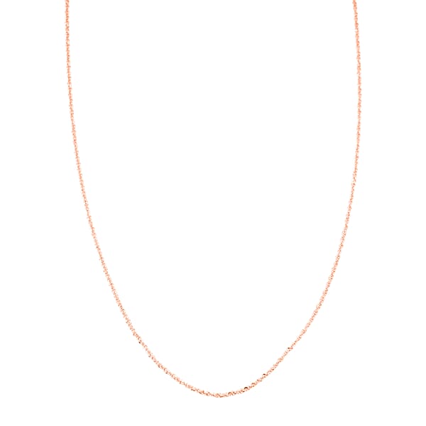 Italian 14K RG Over Sterling Silver Diamond-cut Rock Chain Necklace (20 Inches) (2.36 Grams)