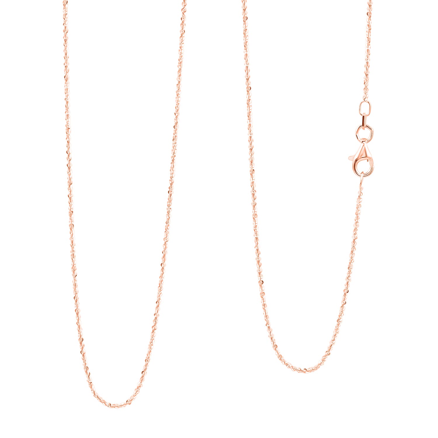 Italian 14K RG Over Sterling Silver Diamond-cut Rock Chain Necklace (20 Inches) (2.36 Grams)