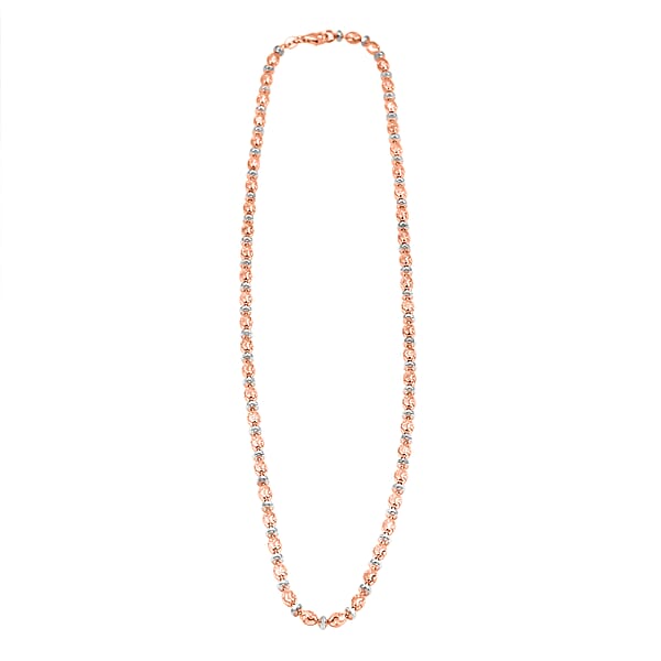 Italian 14K RG Over Sterling Silver Moon-cut Beaded Chain Necklace (20 Inches) (16.17 Grams)