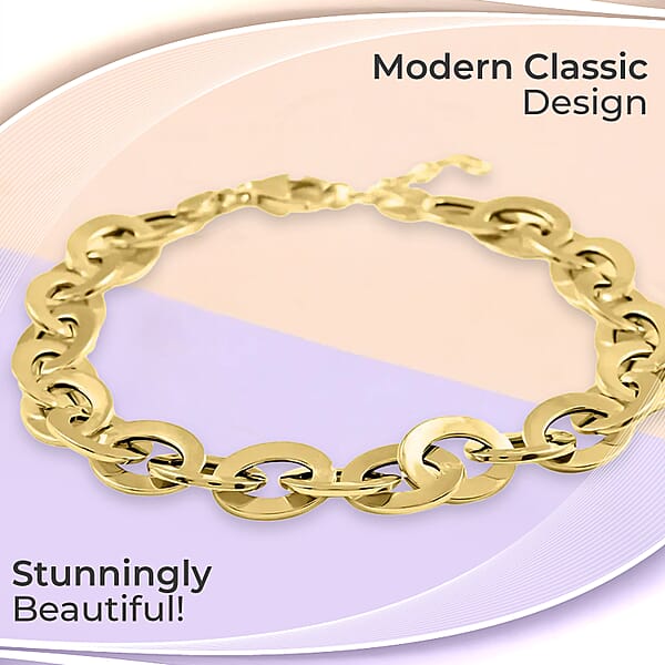 Italian 14K Yellow Gold Mirror Rolo Bracelet Gold Bracelet Gold Jewelry 8.2mm (7.0-8.0 Inch) 3.5 Grams