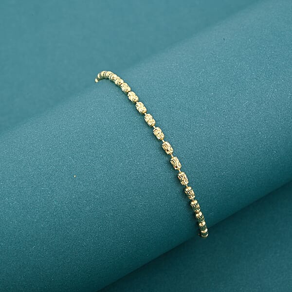 Italian 14K Yellow Gold Over Sterling Silver 2mm Diamond Cut Typhoon Bracelet (7.25 In) 2.40 Grams