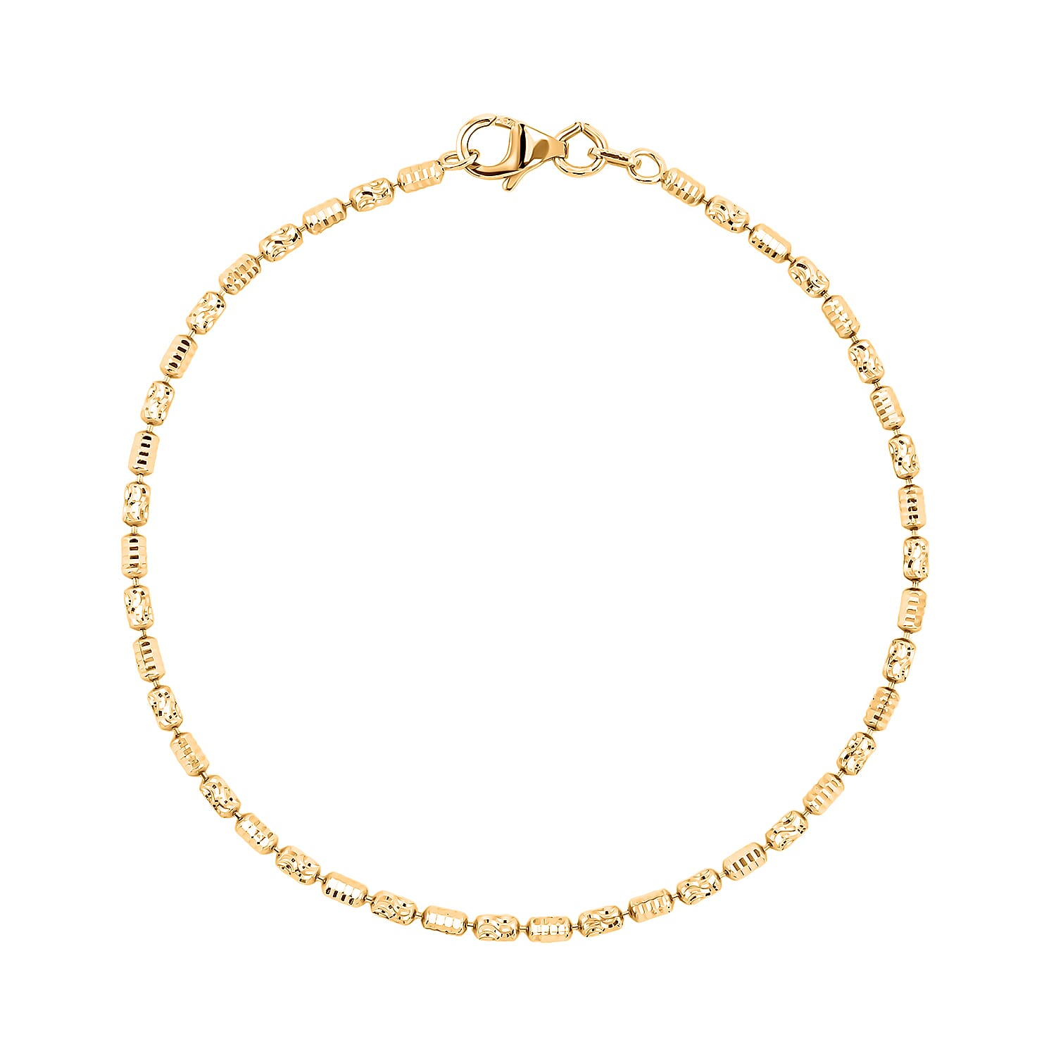 Italian 14K Yellow Gold Over Sterling Silver 2mm Diamond Cut Typhoon Bracelet (7.25 In) 2.40 Grams