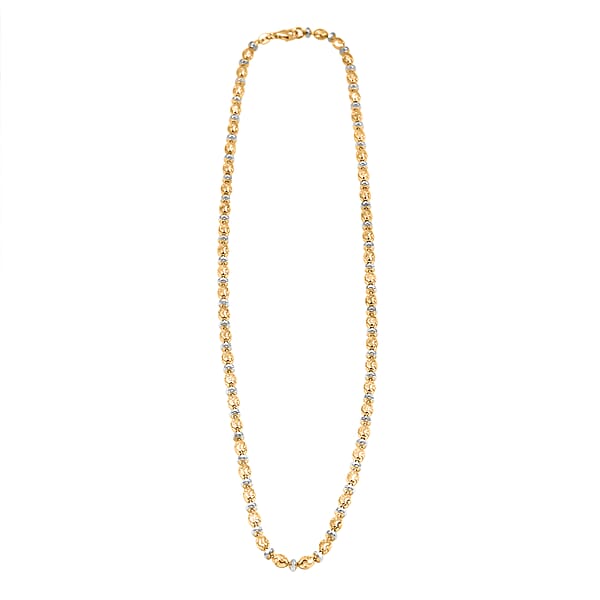 Italian 14K YG Over And Sterling Silver Moon-cut Beaded Chain Necklace (20 Inches) (16.39 Grams)
