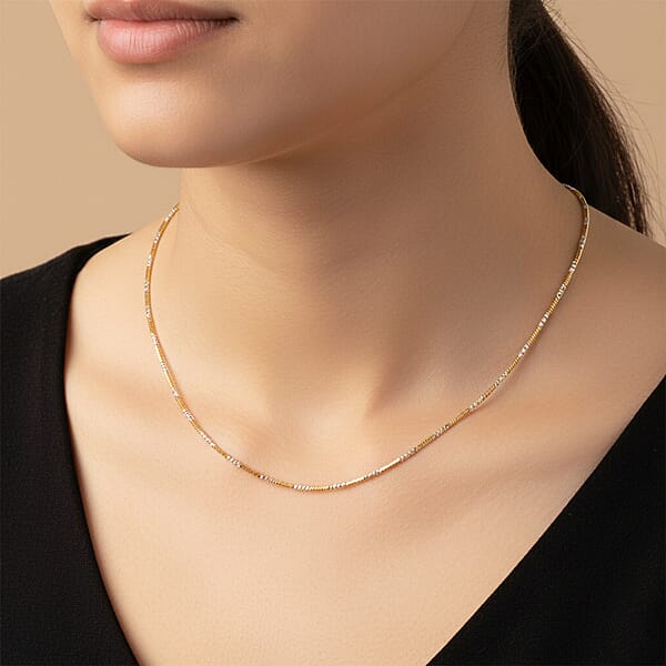 Italian 14K YG Over And Sterling Silver Snake Round Brite 1mm Chain Necklace 20 Inches 4 Grams