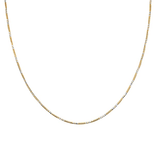Italian 14K YG Over And Sterling Silver Snake Round Brite 1mm Chain Necklace 20 Inches 4 Grams