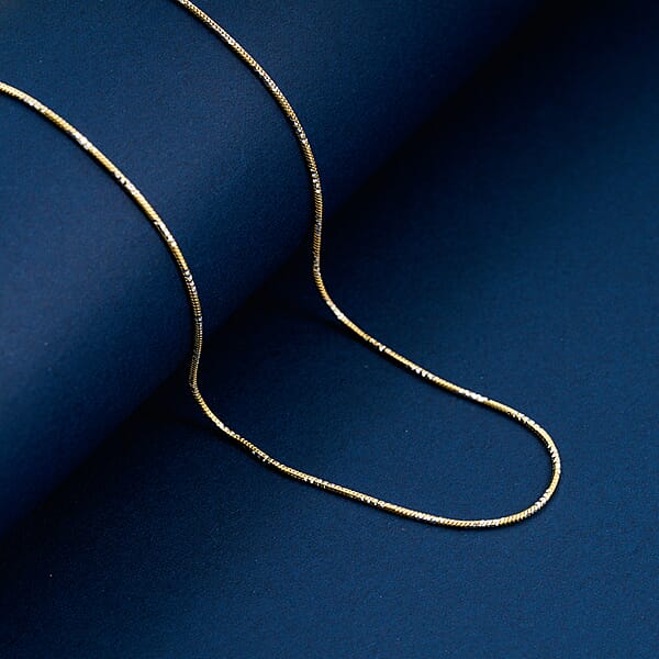Italian 14K YG Over And Sterling Silver Snake Round Brite 1mm Chain Necklace 18 Inches 3.60 Grams