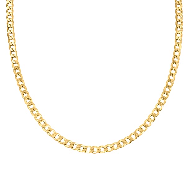 Italian 14K YG Over Sterling Silver Cuban Chain Necklace (24 Inches) (17 Grams)