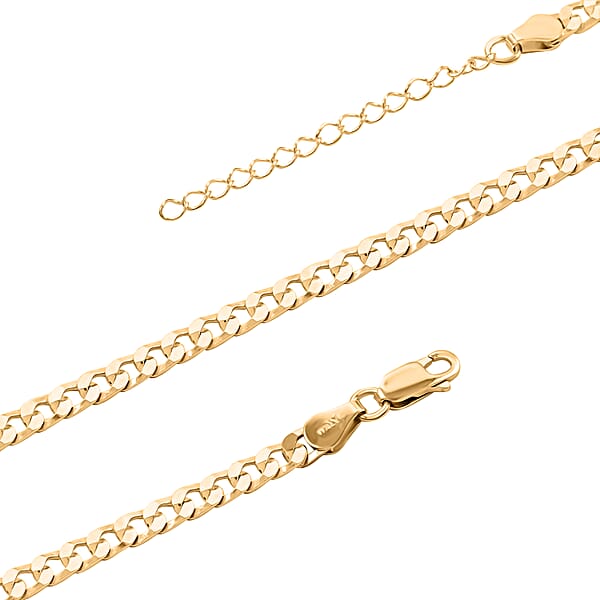 Italian 14K YG Over Sterling Silver Flat Curb Chain Necklace (18 Inches) (5.10 Grams)
