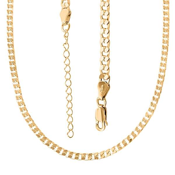 Italian 14K YG Over Sterling Silver Flat Curb Chain Necklace (18 Inches) (5.10 Grams)