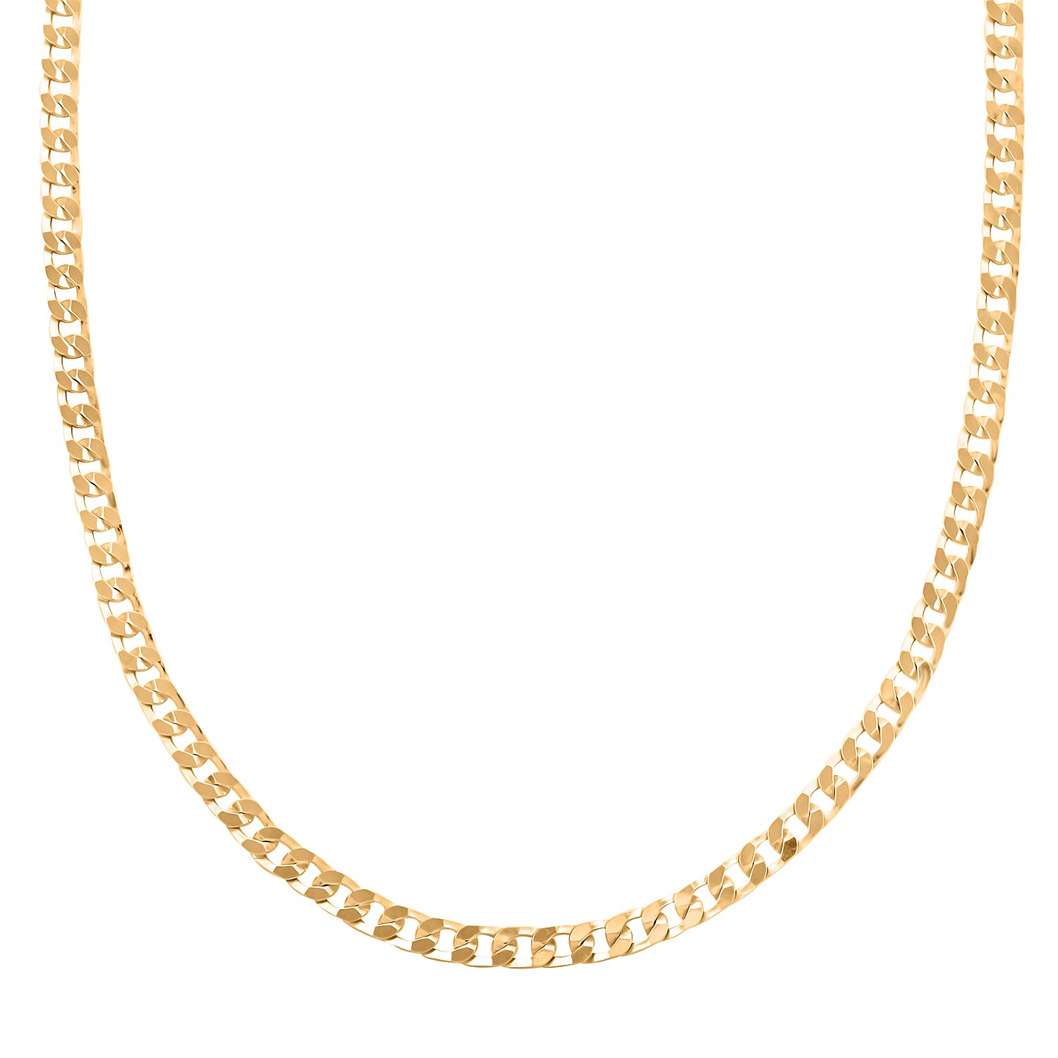 Italian 14K YG Over Sterling Silver Flat Curb Chain Necklace (18 Inches) (5.10 Grams)