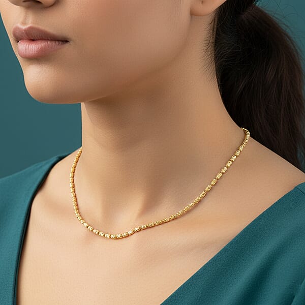 Italian 14K YG Over Sterling Silver Typhoon Fancy Diamond Cut 2mm Necklace 5.83 Grams 20 Inches