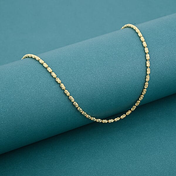 Italian 14K YG Over Sterling Silver Typhoon Fancy Diamond Cut 2mm Necklace 18 Inches 5.5 Grams