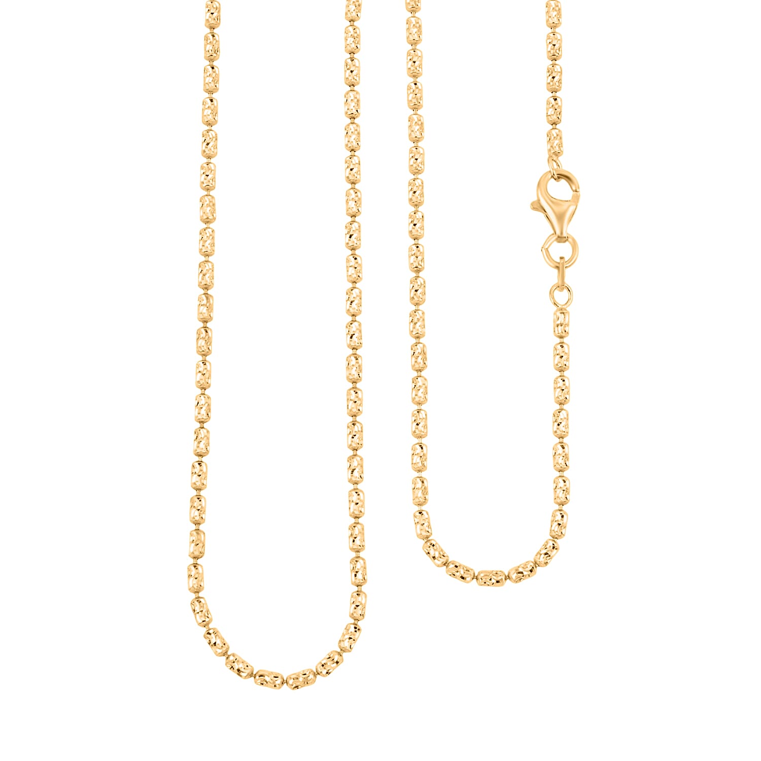 Italian 14K YG Over Sterling Silver Typhoon Fancy Diamond Cut 2mm Necklace 5.83 Grams 20 Inches