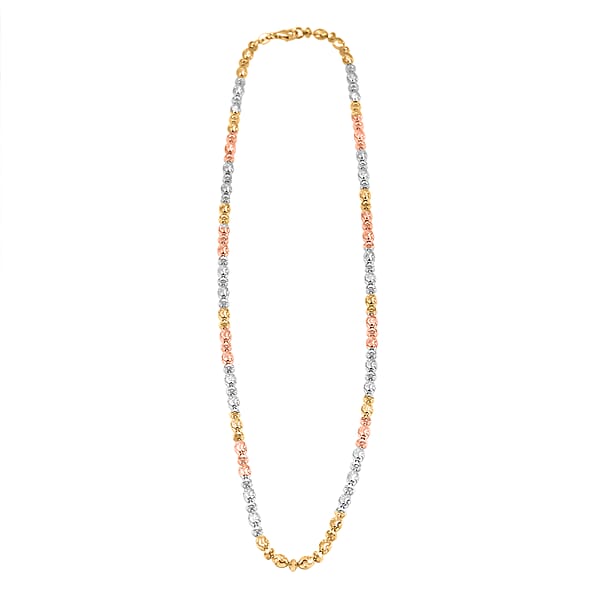 Italian 14K YRG Over And Sterling Silver Moon-cut Beaded Chain Necklace (20 Inches) (15.86 Grams)