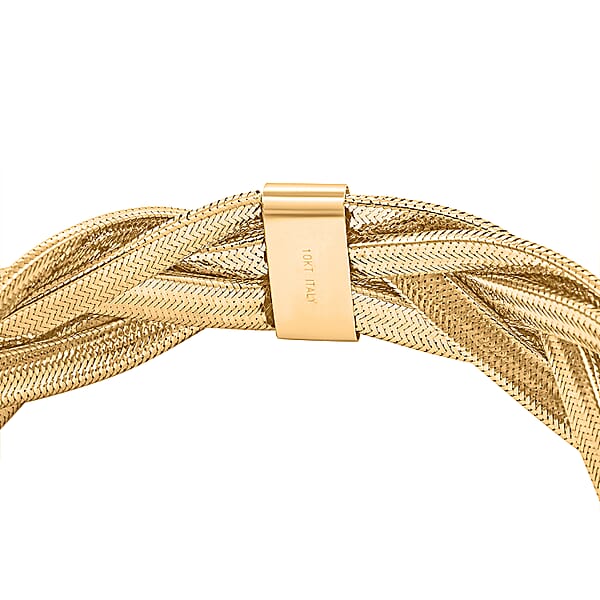 Italian 16.5mm Braided Stretch Bracelet In 10K Yellow Gold 6.15 Grams