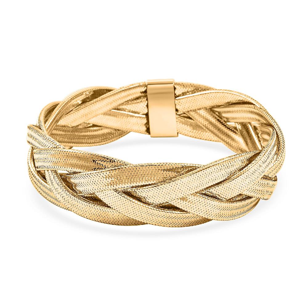 Italian 16.5mm Braided Stretch Bracelet in 10K Yellow Gold 6.15 Grams