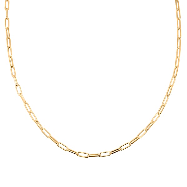 Italian 2.20mm Paper Clip Chain Necklace In 14K YG Over Sterling Silver 20 Inches 4.50 Grams