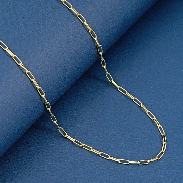 Italian 2.20mm Paper Clip Chain Necklace In 14K YG Over Sterling Silver 18 Inches 4.05 Grams