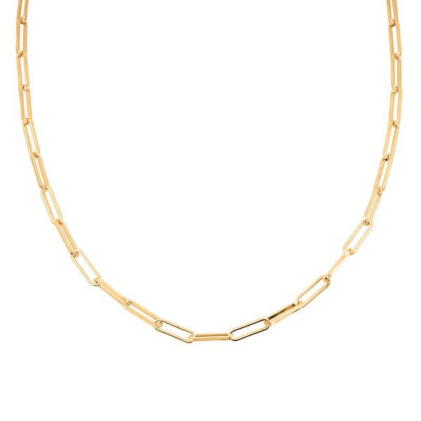 Italian 3mm Paper Clip Chain Necklace In 14K Yellow Gold Over Sterling Silver 7.80 Grams 20 Inches