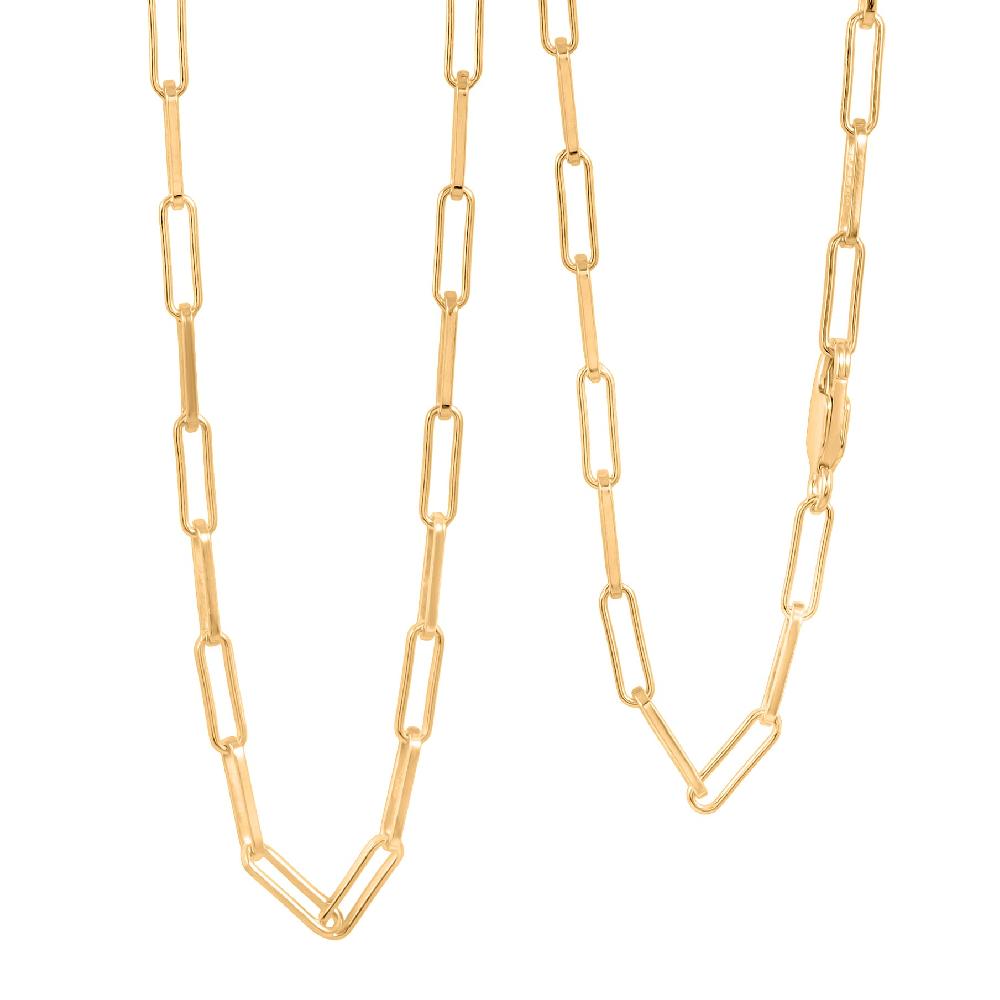 Italian 3mm Paper Clip Chain Necklace in 14K Yellow Gold Over Sterling Silver 7.80 Grams 20 Inches