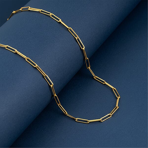 Italian 4.20mm Paper Clip Chain Necklace In 14K YG Over Sterling Silver 13.9 Grams 18 Inches