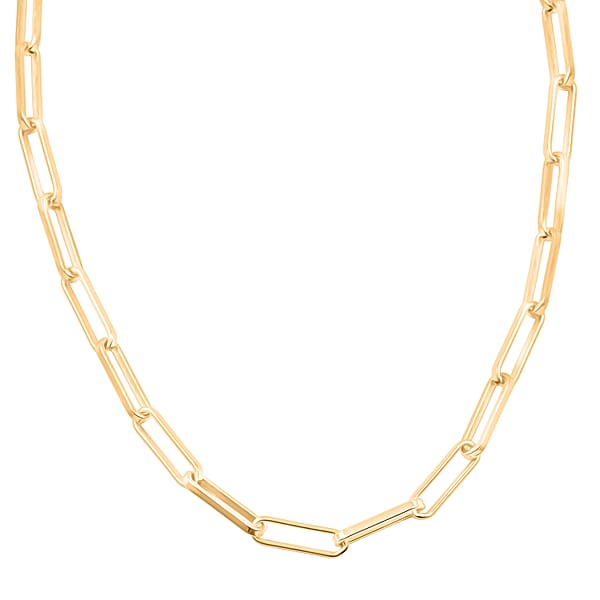 Italian 4.20mm Paper Clip Chain Necklace In 14K YG Over Sterling Silver 13.9 Grams 18 Inches