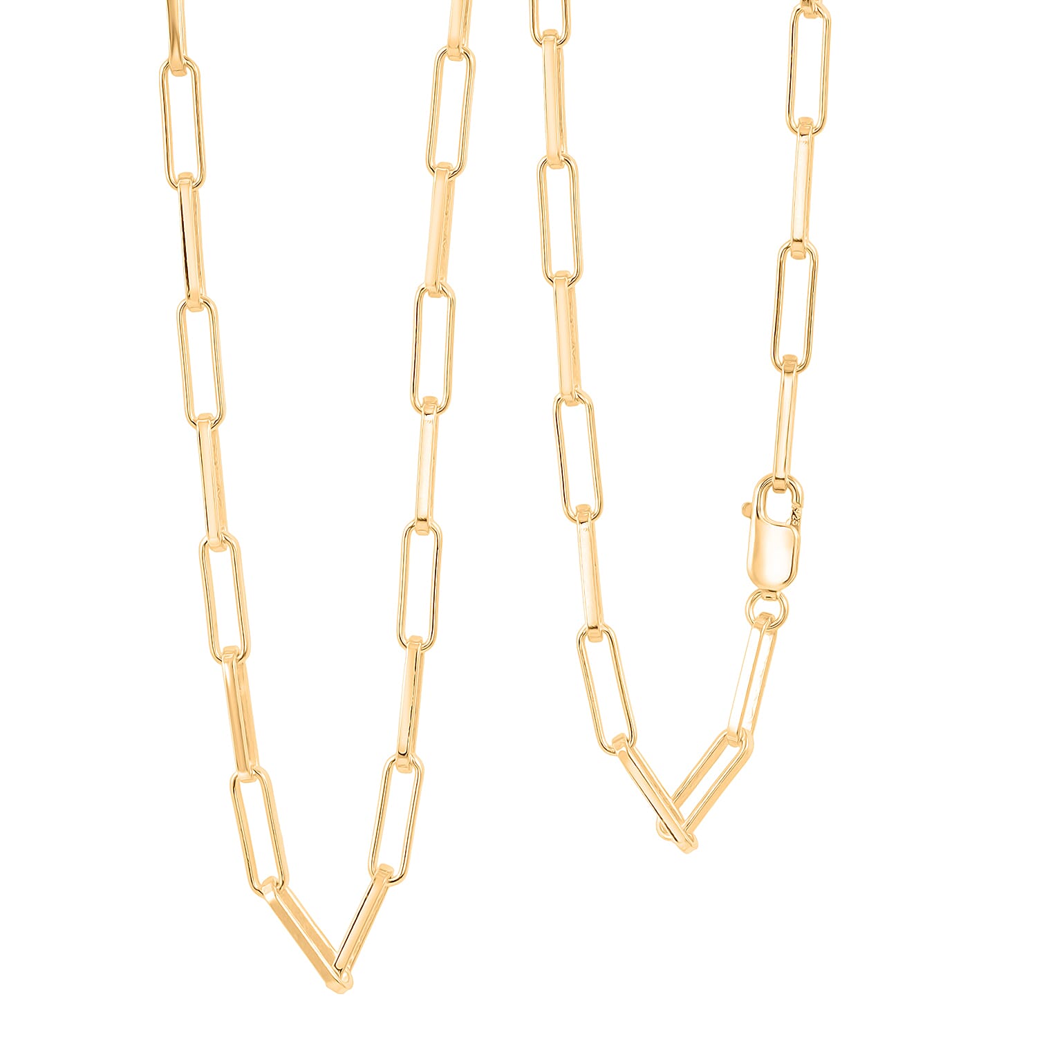 Italian 4.20mm Paper Clip Chain Necklace in 14K YG Over Sterling Silver 15.30 Grams 20 Inches