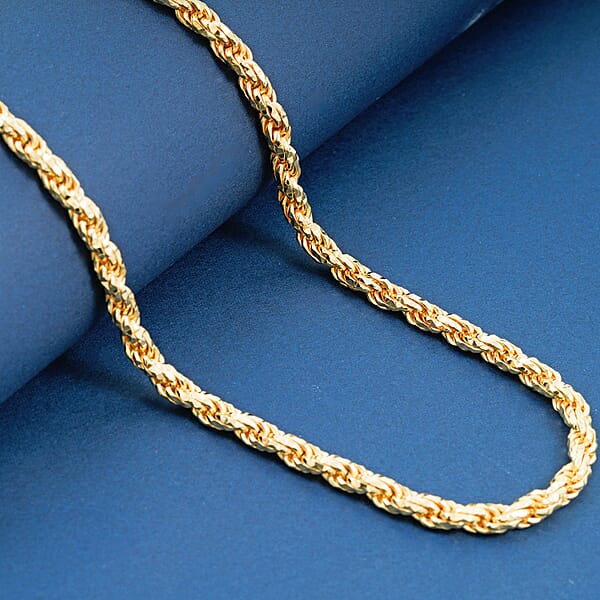 Italian 5mm Rope Chain Necklace In 14K YG Over Sterling Silver 24 Inches 58.3 Gras