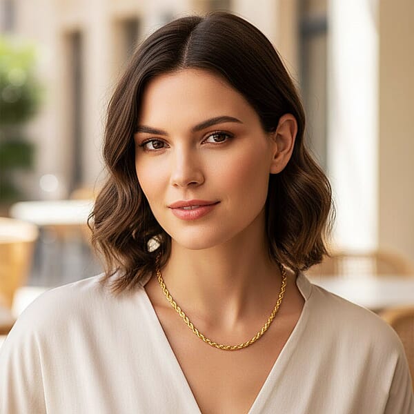 Italian 5mm Rope Chain Necklace In 14K YG Over Sterling Silver 24 Inches 58.3 Gras